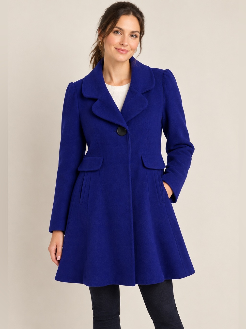 Laundry by Design coat women’s med/large purple wool fit & flare style old money